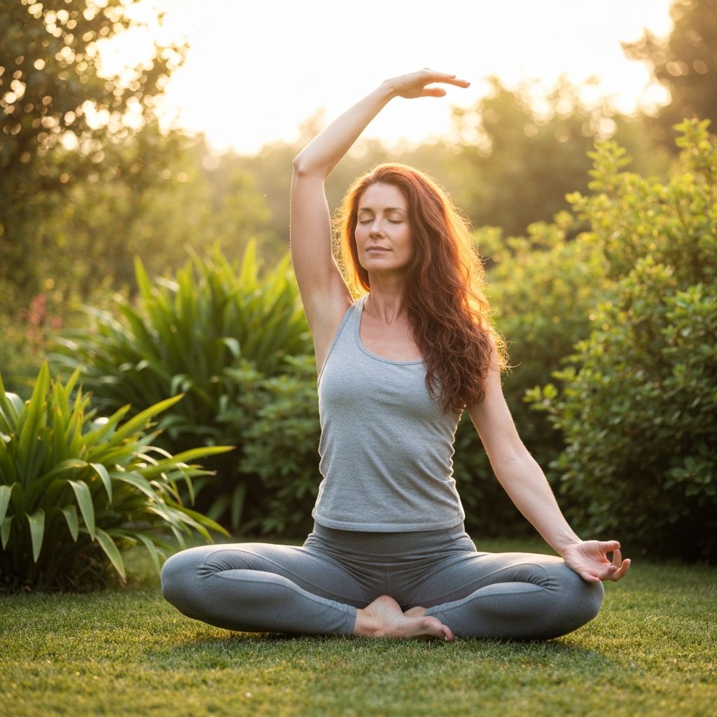 Човек, който се разтяга във природата